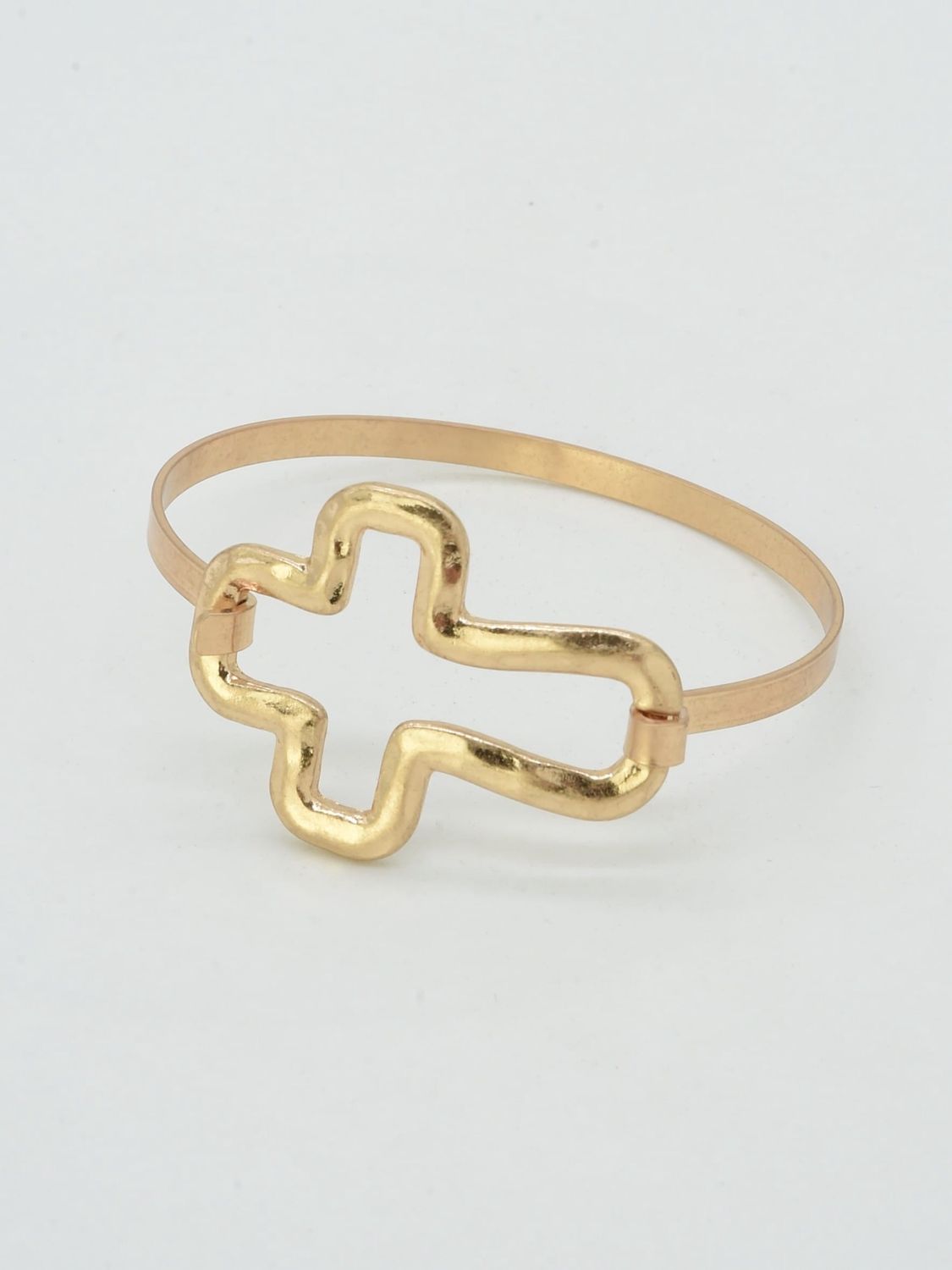 CB2355 Cross Hook Bracelet, Color: White Gold
