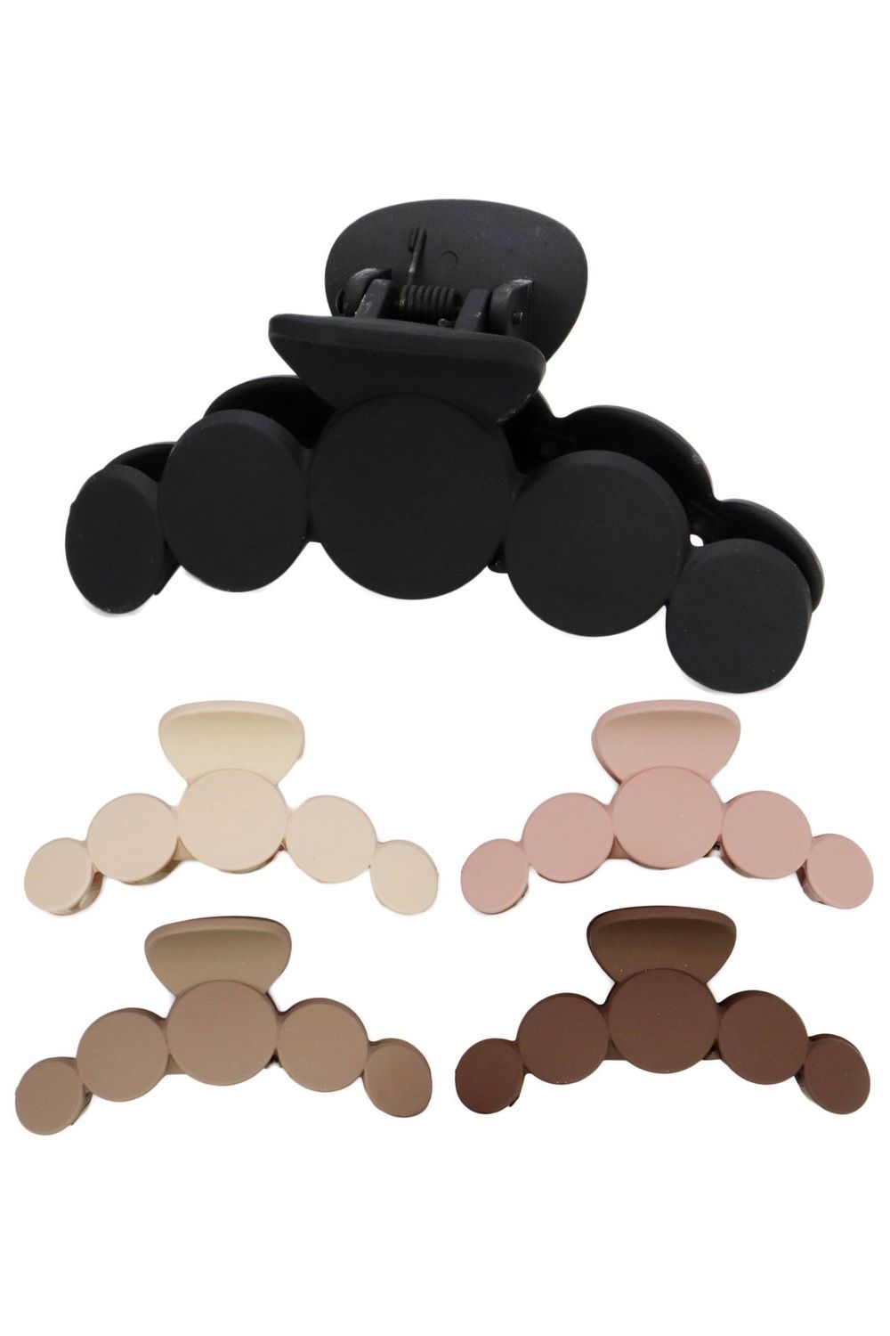 Circle Curve Matte Earth Tone Hair Claw - 12 Pcs