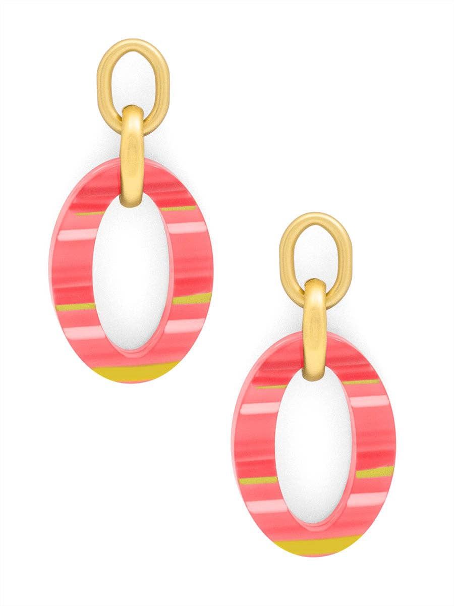 Resin Striped Ellipse Drop Earring