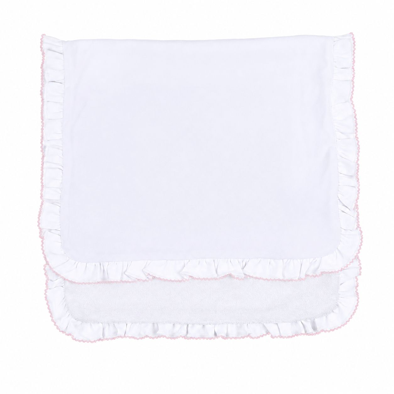 Essentials White Ruffle Burp Cloth with Pink Trim
