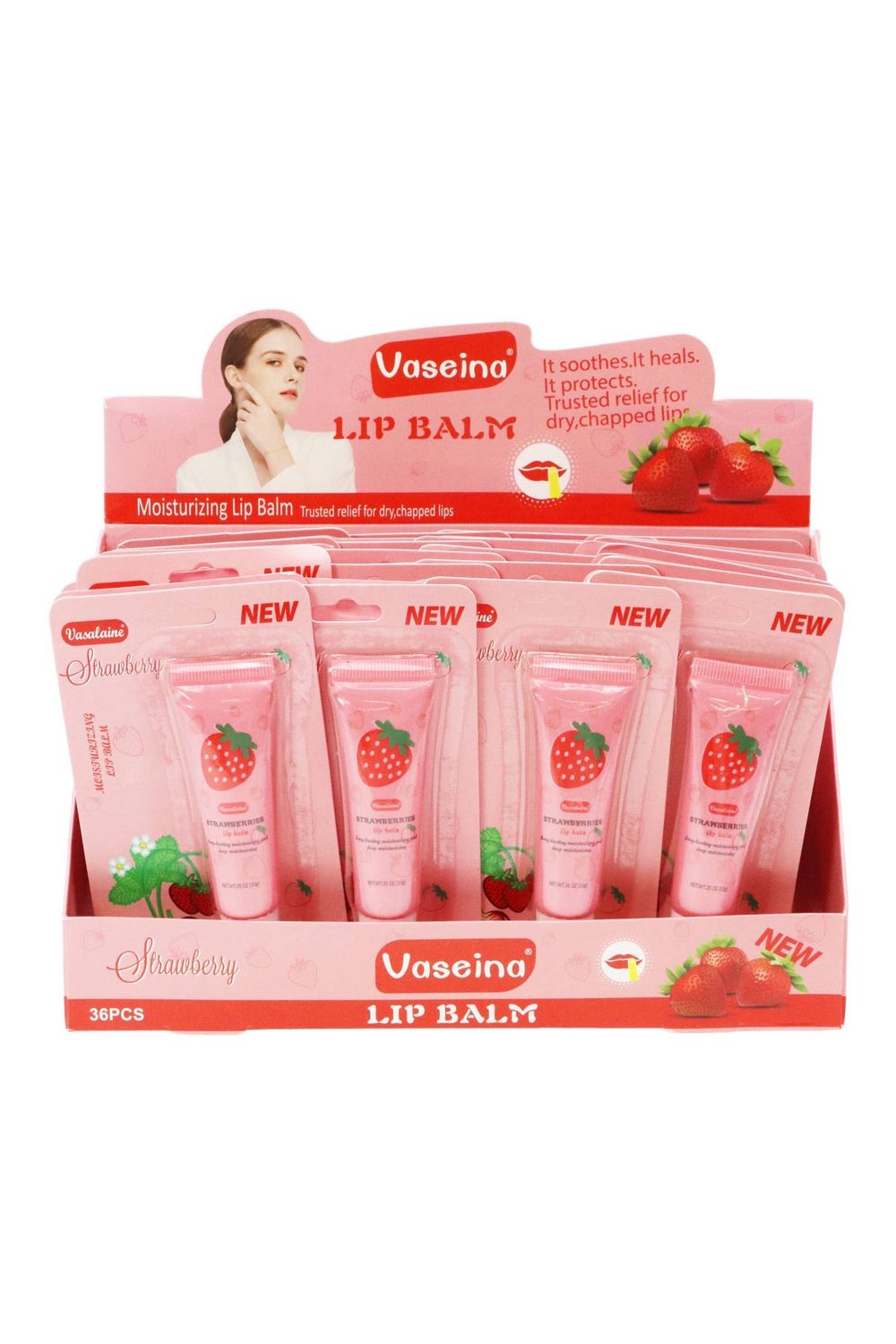 Strawberry Scented Gel Lip Balm Squeeze Tube - 36 Pcs, Color: AS SHOWN, Size: ONE SIZE
