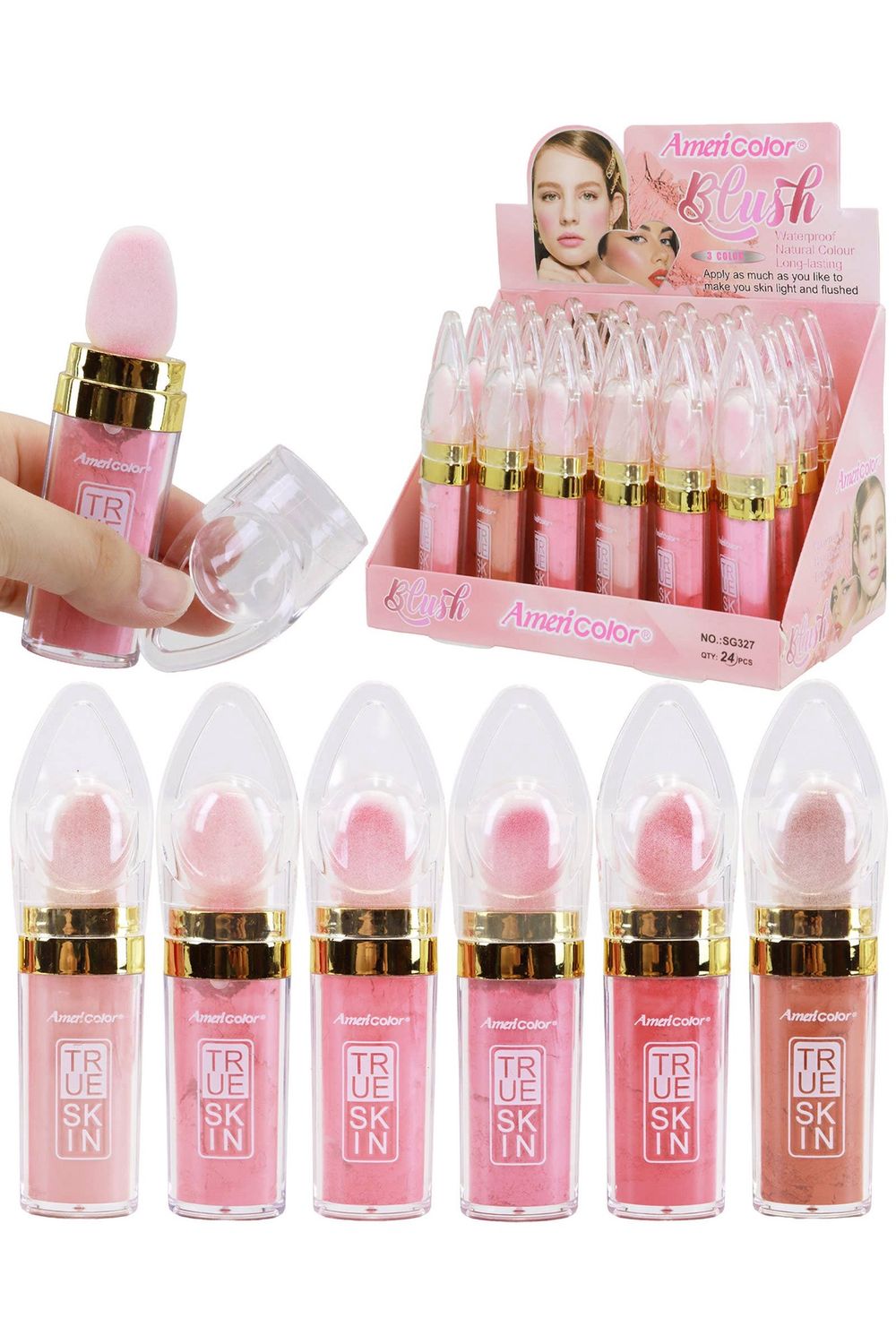 Rosy Powder Blush Face Loose Powder Puff Applicator