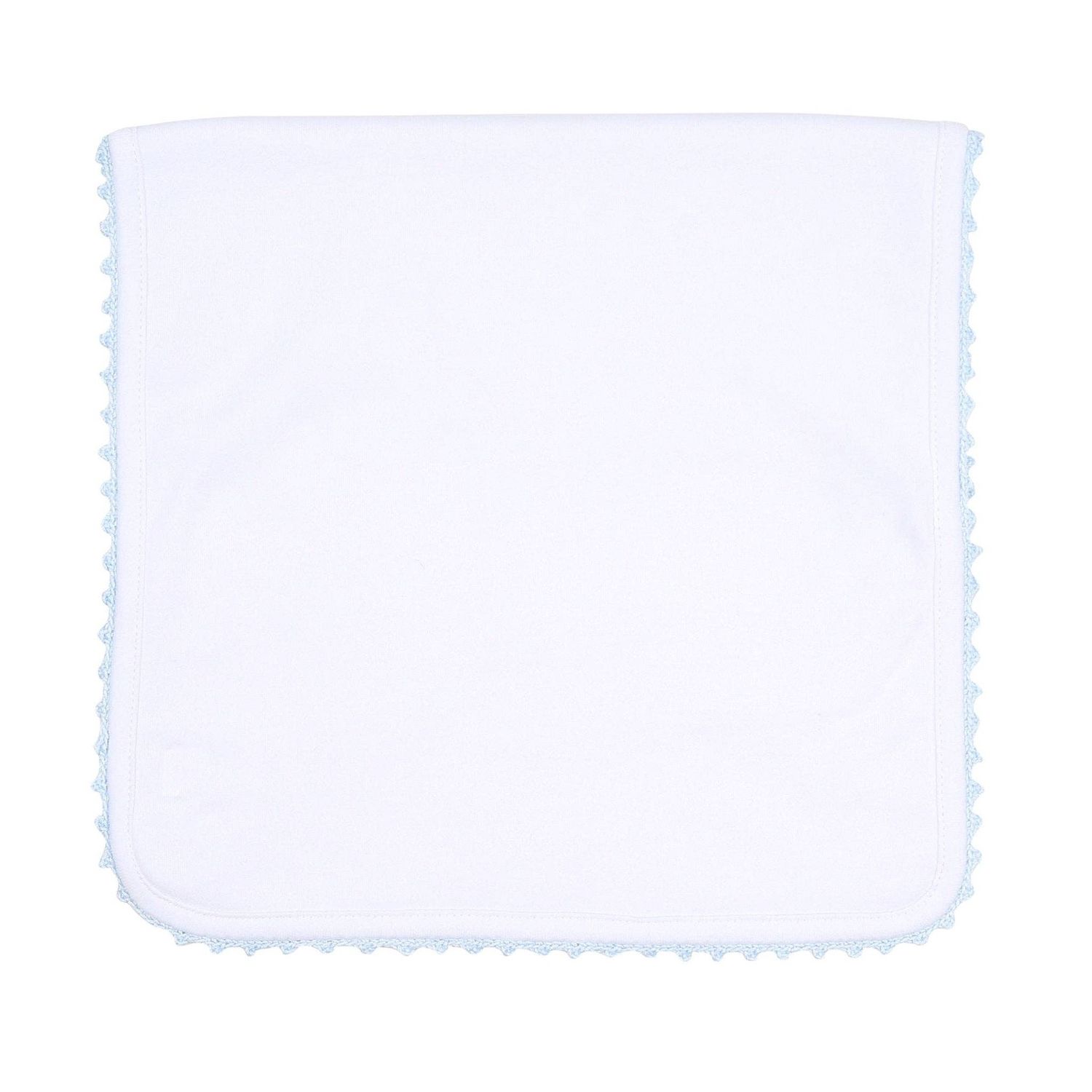 Baby Joy Burp Cloth with Blue Crochet Trim