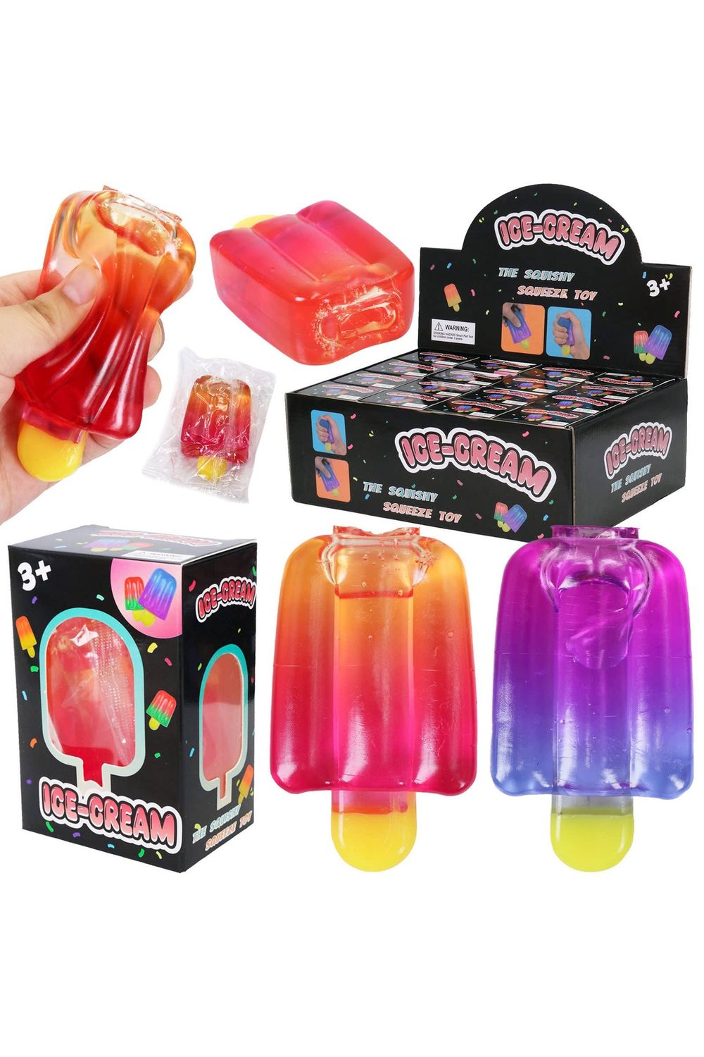 Jelly Popsicle Two-Tone Sticky Jiggly Mochi Squishy - 16 Pcs, Color: ASSORTED, Size: ONE SIZE