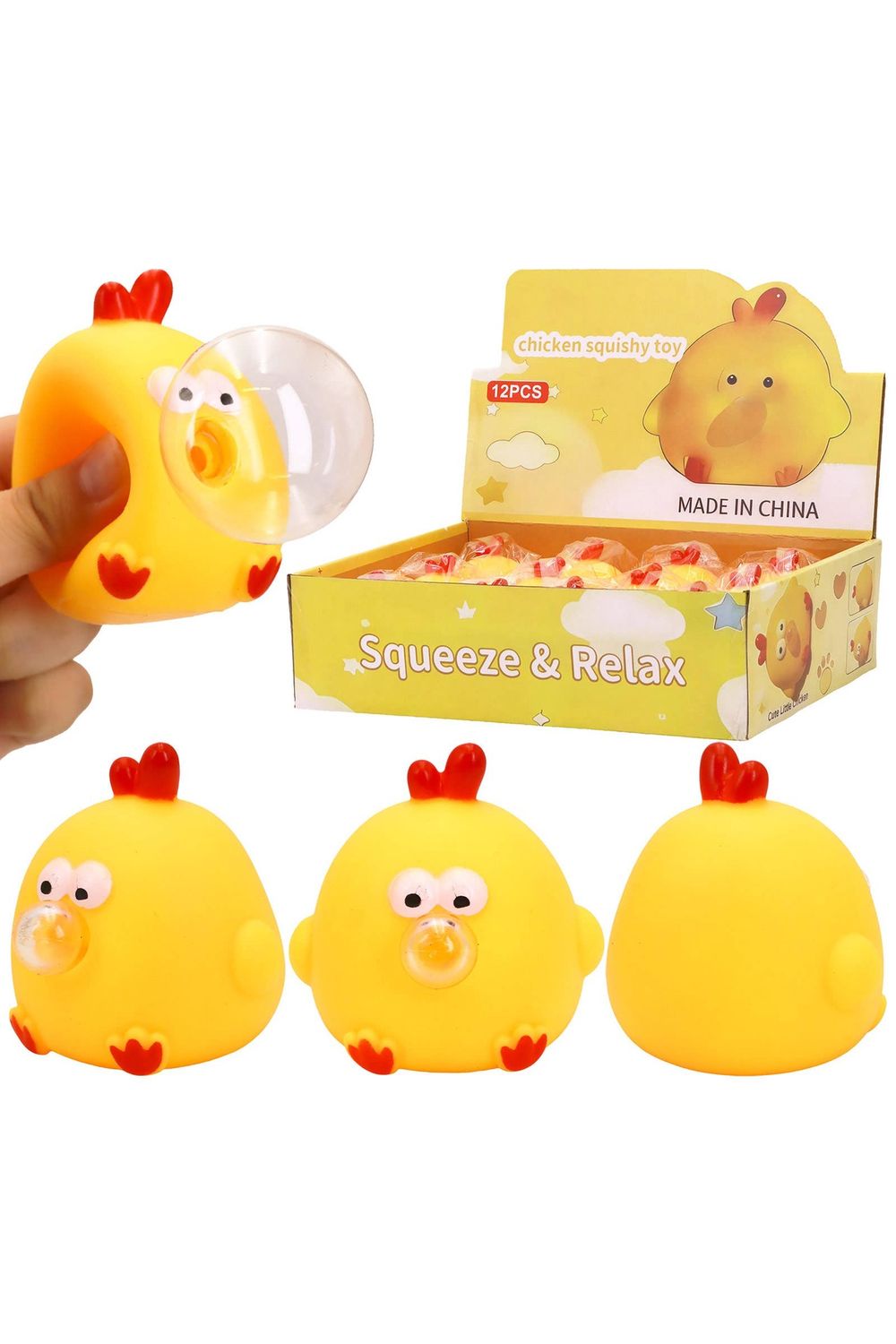Bubble Blowing Chubby Yellow Chick Squishy Toy, Color: YELLOW, Size: ONE SIZE