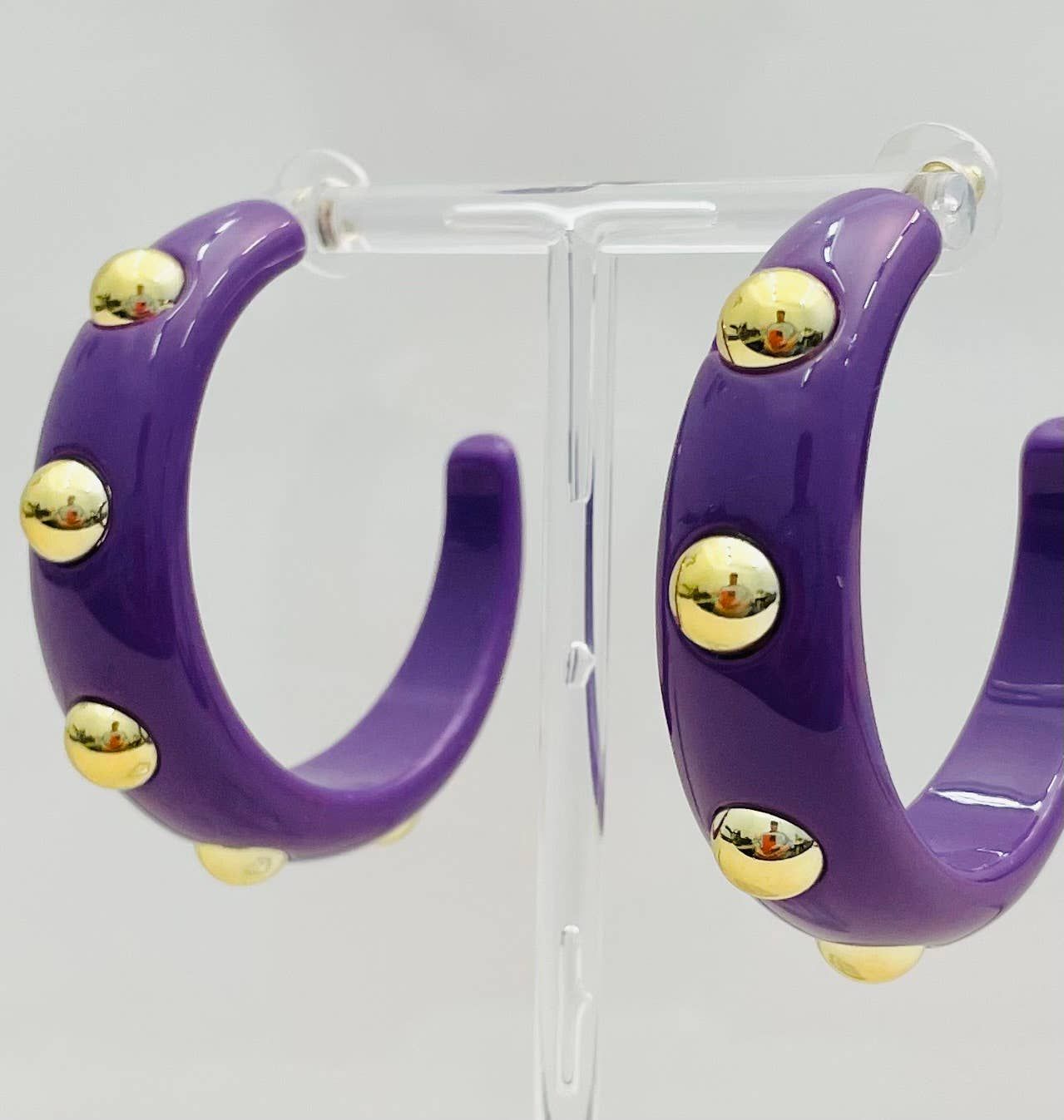 CHIC - Acrylic Hoop w/Gold Studs (Purple) - BER308