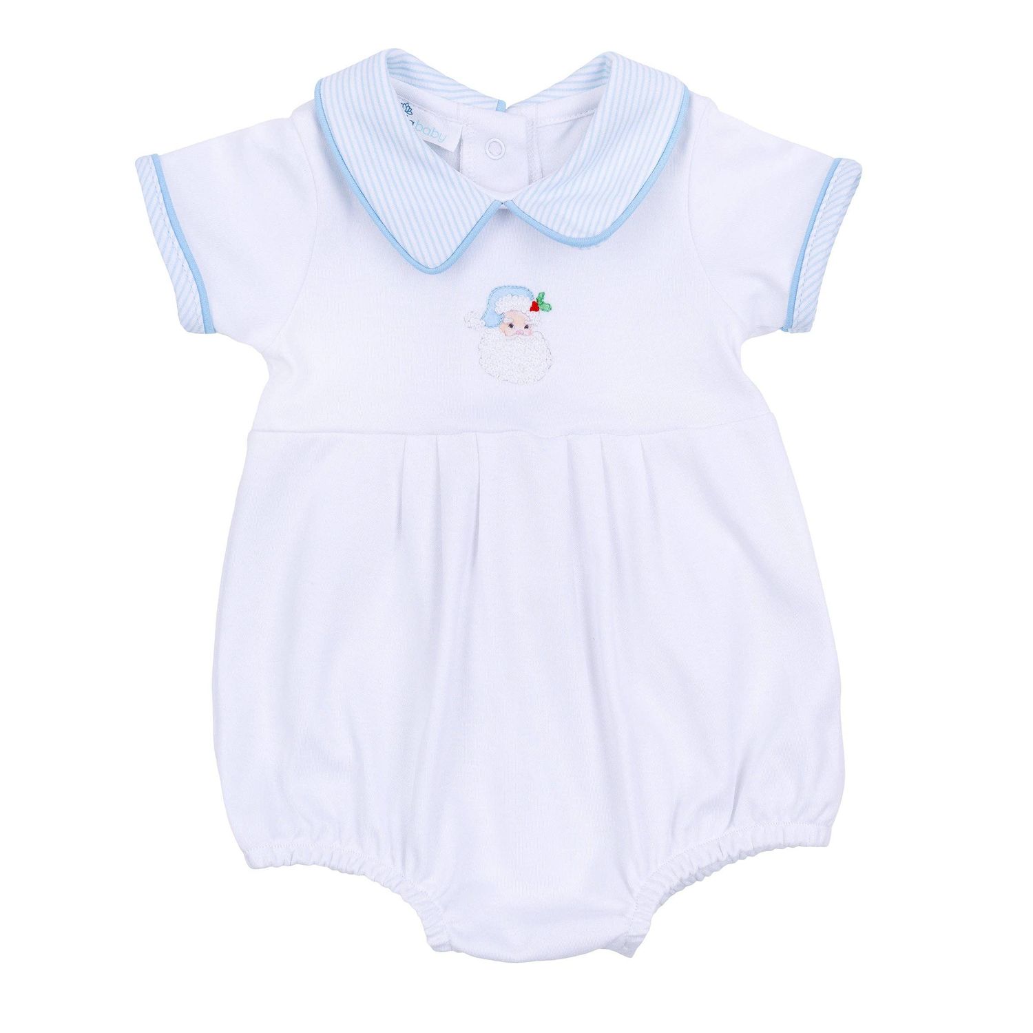 Santa Baby Collared Short Sleeve Bubble - Light Blue