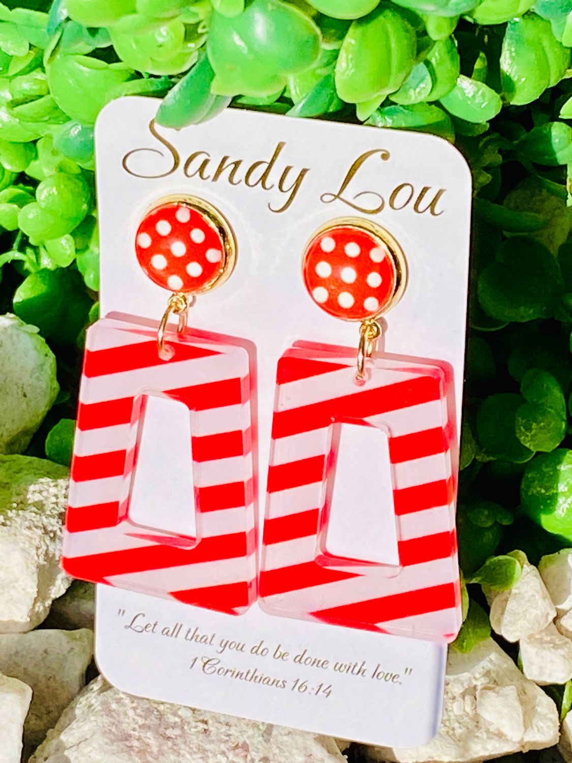 Retro Candy Cane Chic Christmas Dangle Earrings