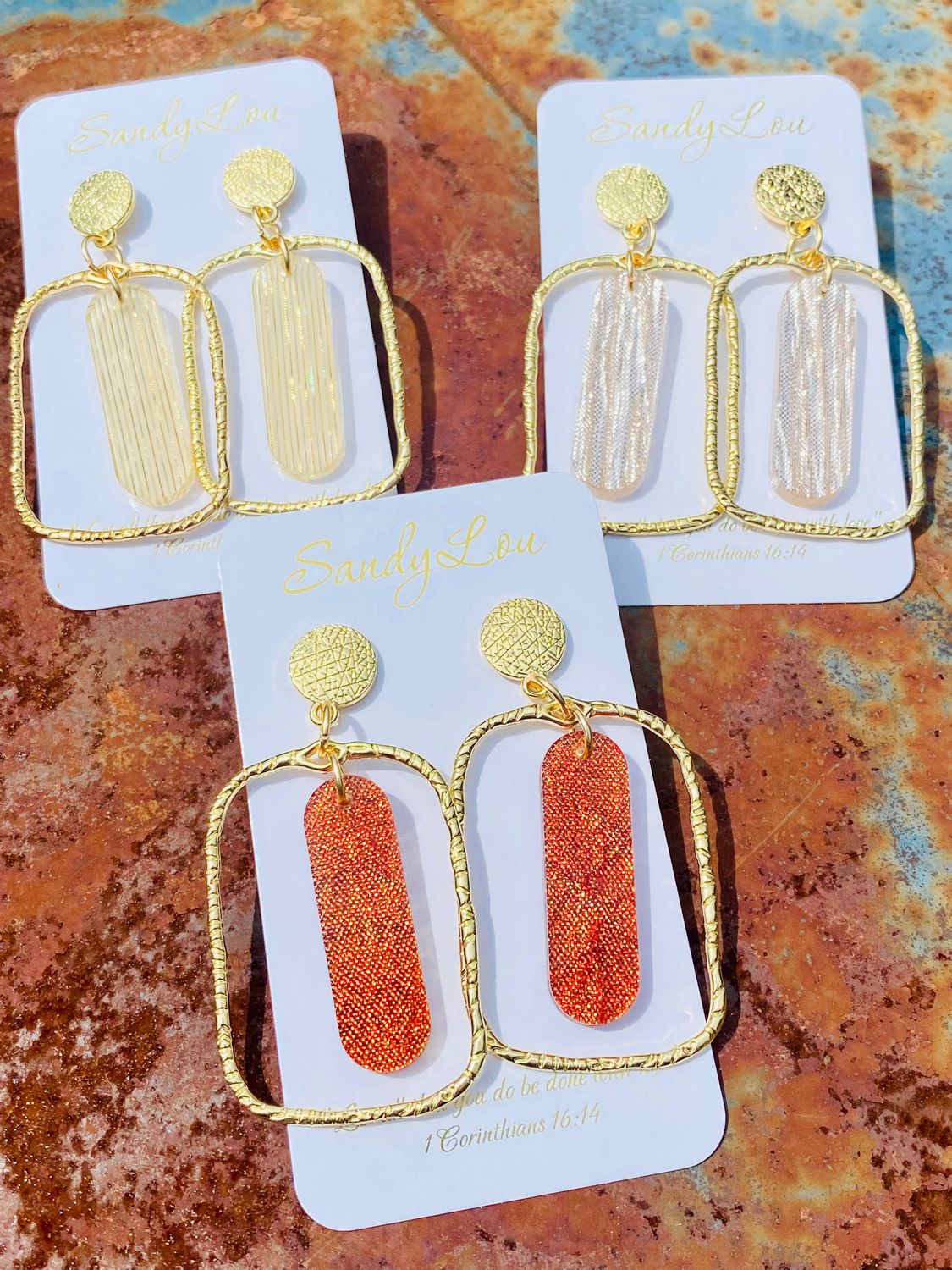 Gold Plated Acrylic Dangle Earrings