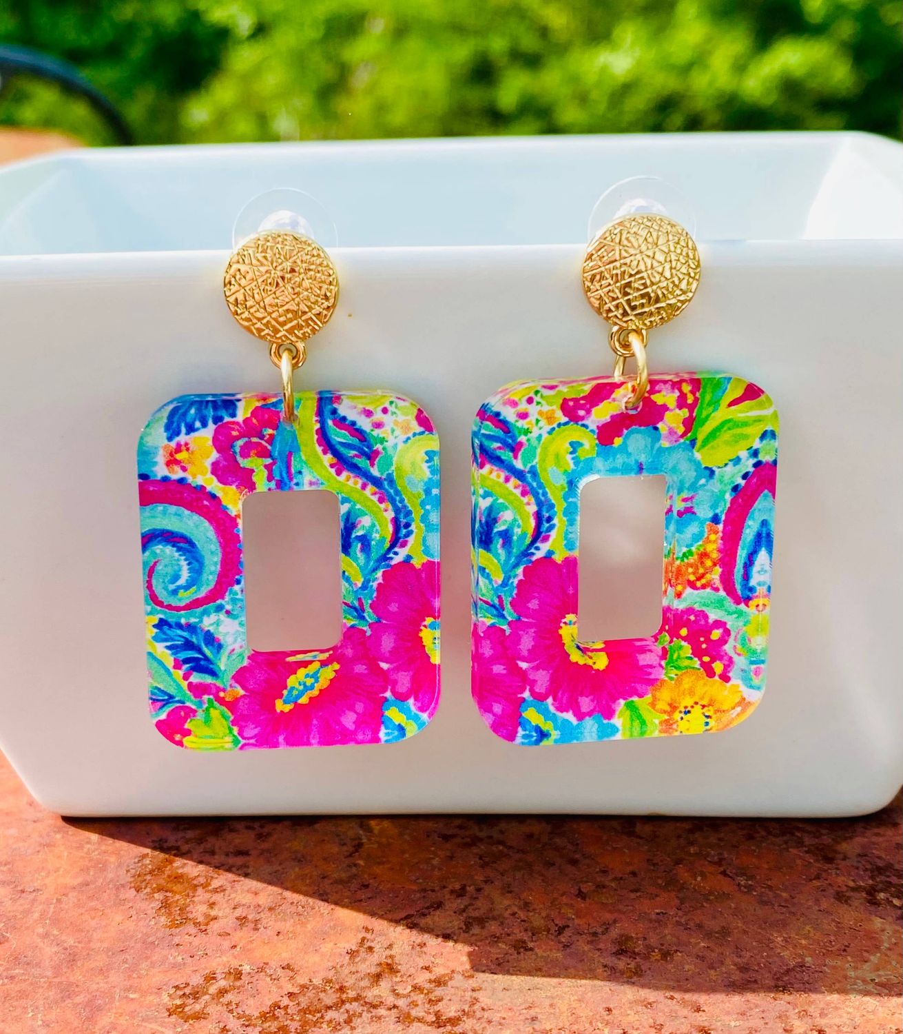 Colorful Paisley Print Earrings