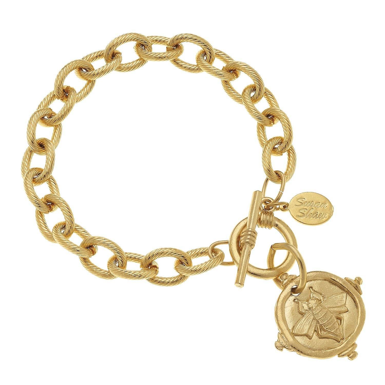 Queen Bee Intaglio Bracelet, Color: Gold