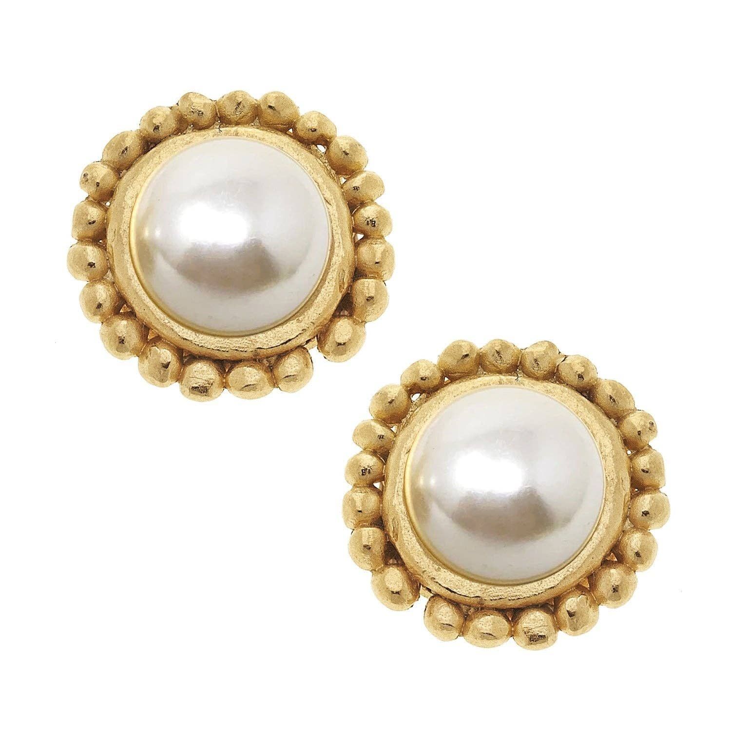 Dotted Pearl Studs, Style: Post Back