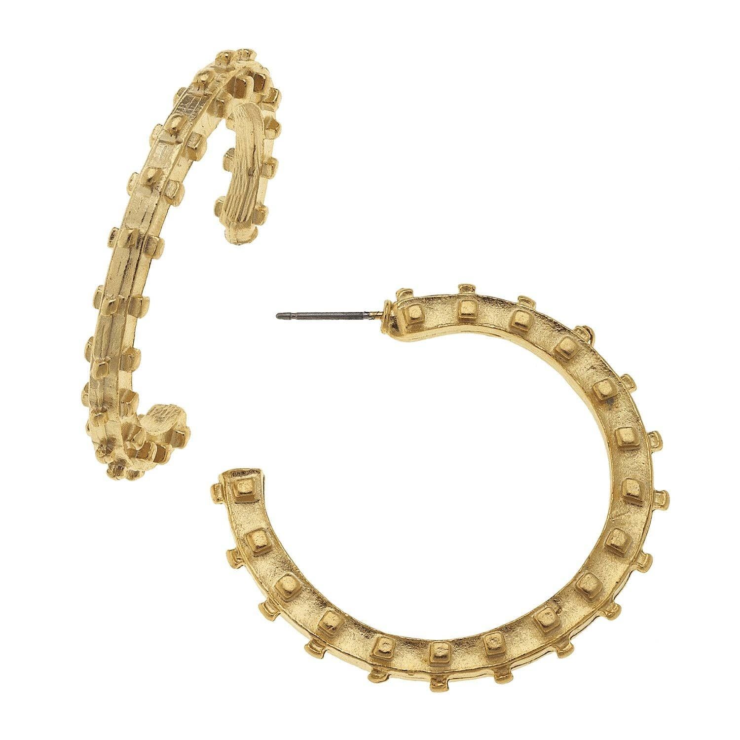 Studded Hoops, Color: Gold
