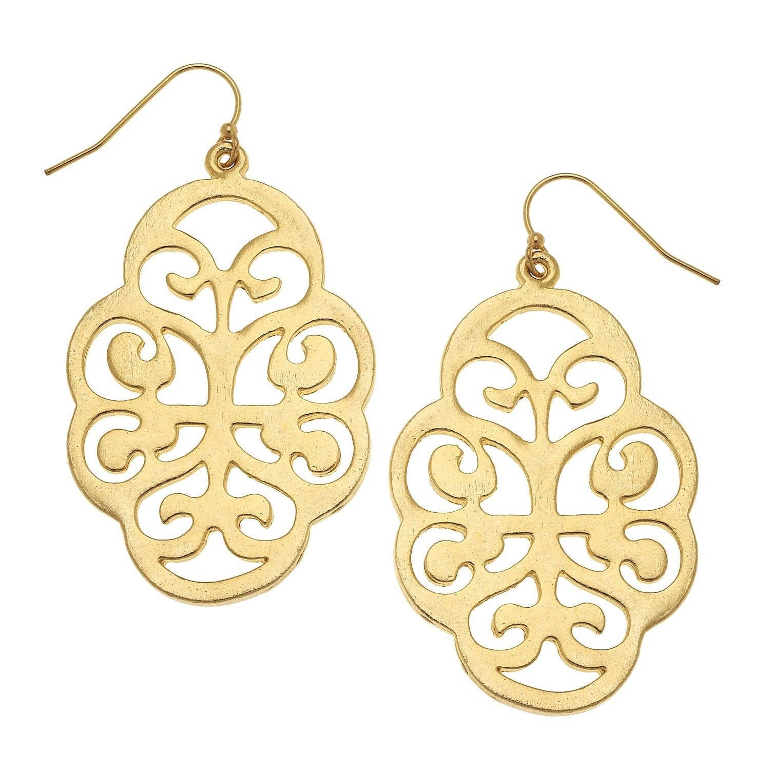 Leaf Cut Out Earrings, Color: Gold