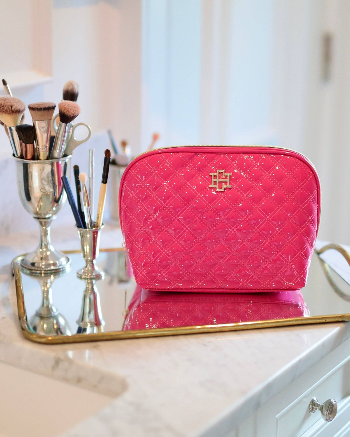 Capri Large Pouch Hot Pink Patent