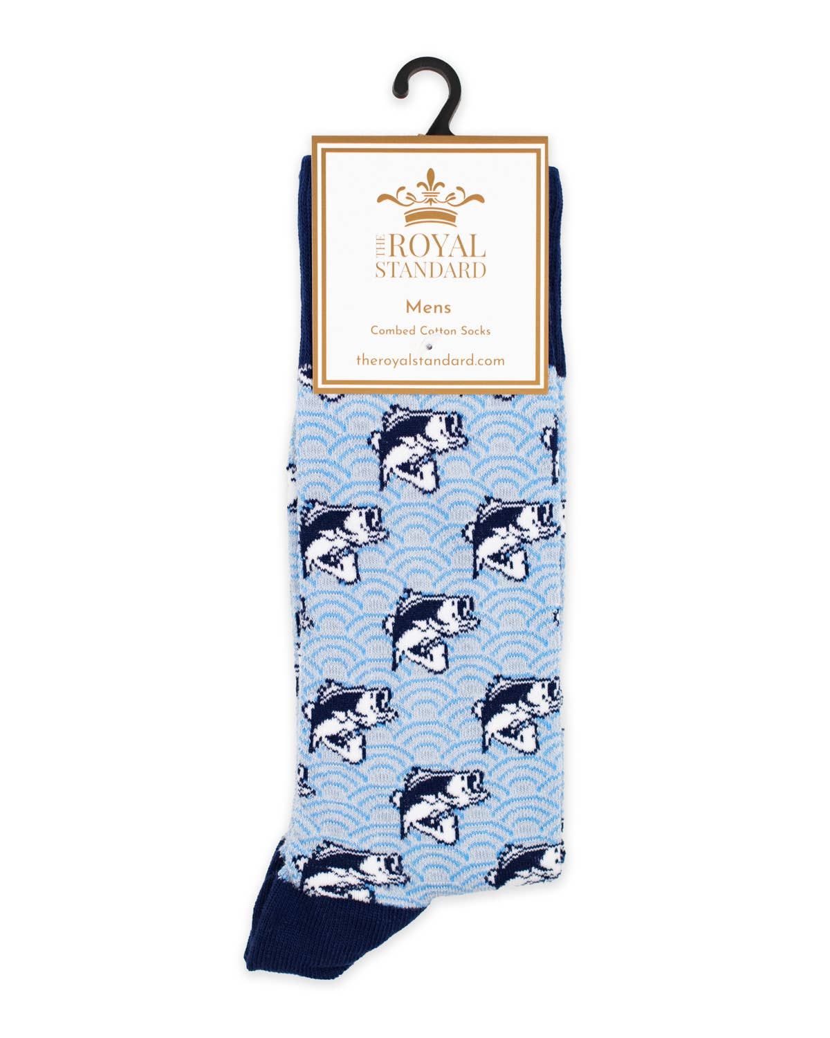 Men's I'd Rather be Fishing Socks   Navy/Aqua/White   One Size