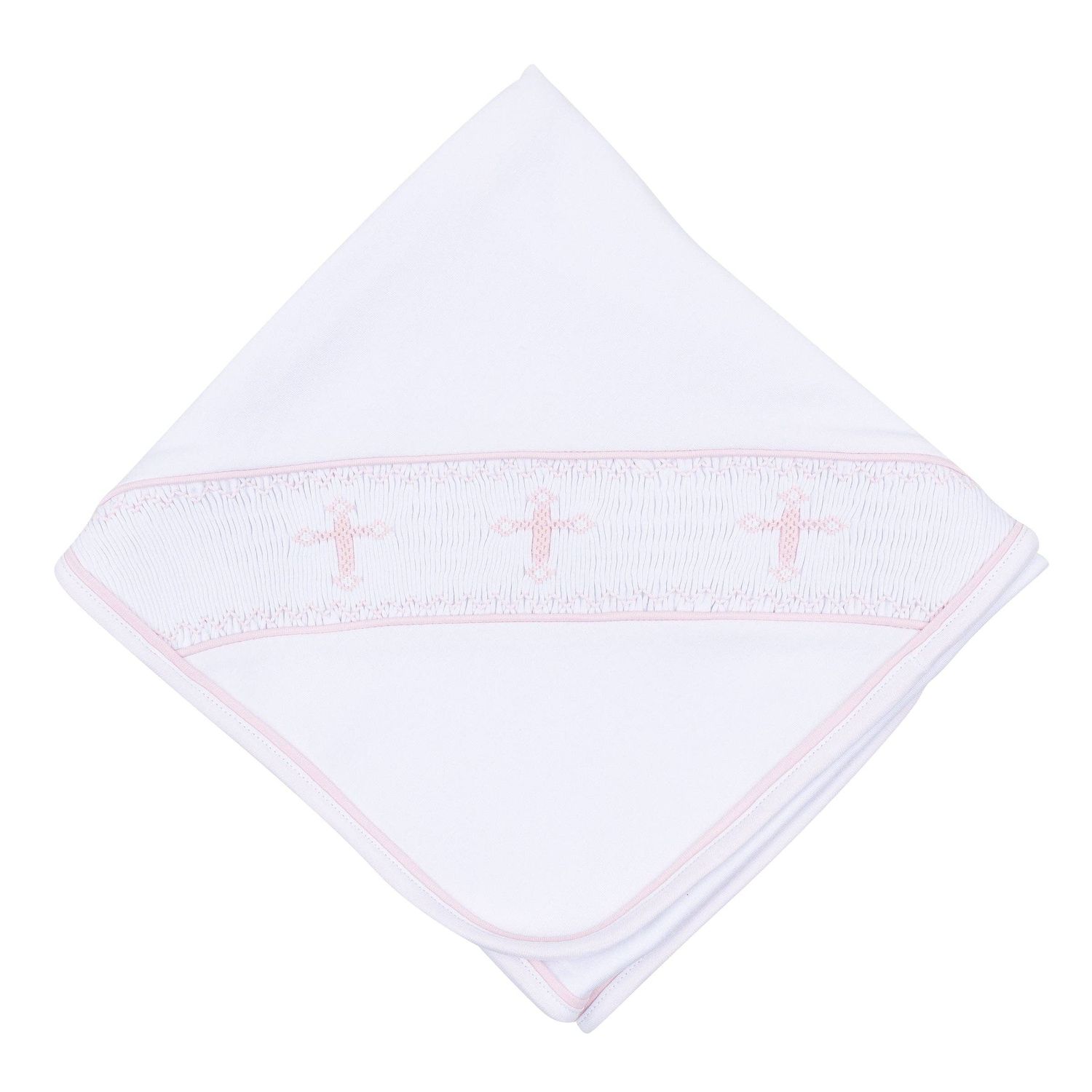 Forever Blessed Smocked Receiving Blanket - White Pink