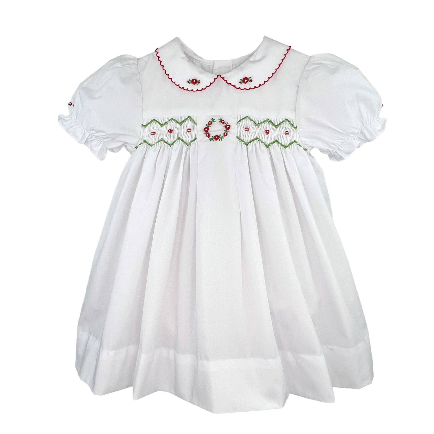 Embroidered Holiday Smocked Dress