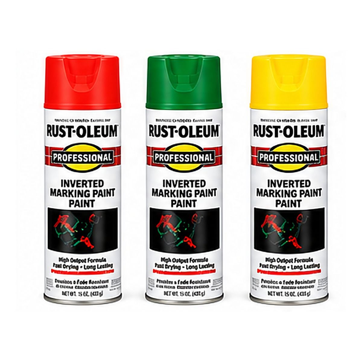 Rust-Oleum Professional Inverted Marking Spray Paint 15 Oz (Assorted Colors)
