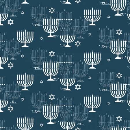 1 Yard Piece 8 Nights 8 Lights Main Navy Hanukkah Quilting Cotton