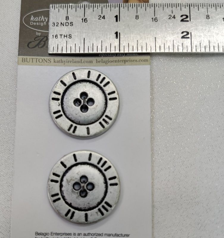 1" Belagio Silver Button card of 2