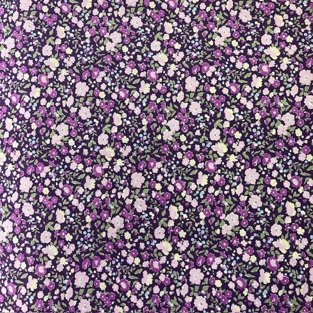 100% Cotton Japanese Purple on Purple Flowers Dress Weight