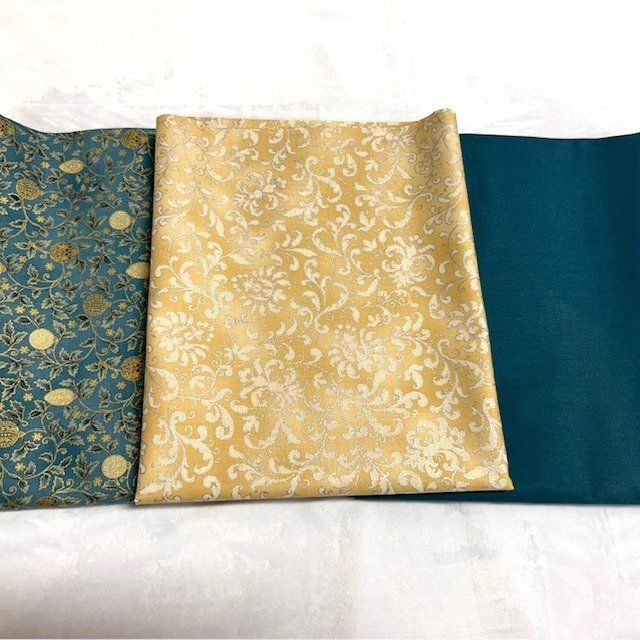 3 yd Bundle Teal Christmas Quilting Cotton