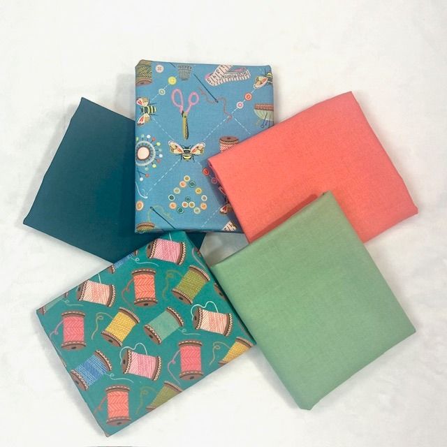 5 pc Country Sewing Club Fat Quarter Bundle #2 Quilting Cottons
