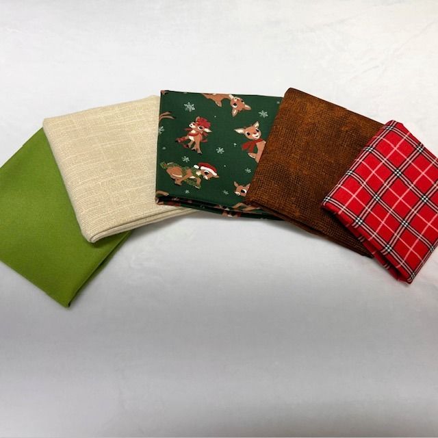 5 pc Rudolph Fat Quarter Bundle #1 Quilting Cottons