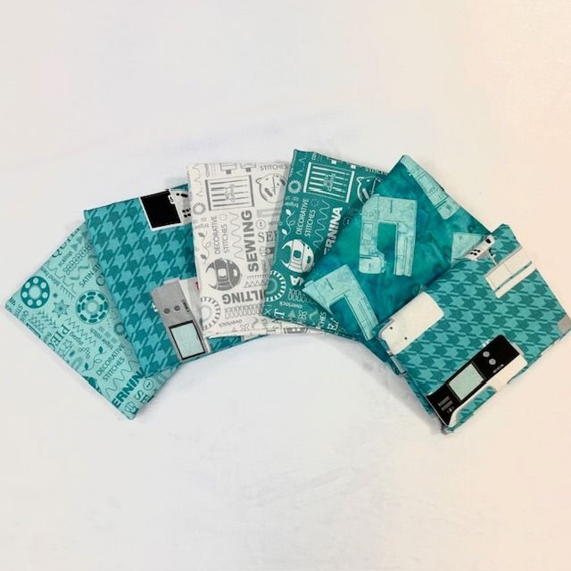 6 pc BERNINA Teal White FQ Bundle