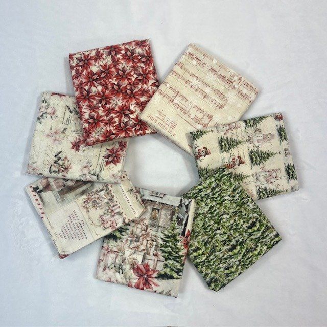 7 pc Christmas Magic Red Green FQ Bundle Blank Quilting Cotton