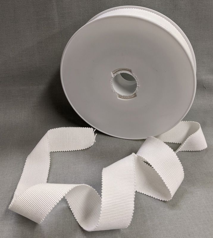 1" Petersham 100% Cotton White Ribbon