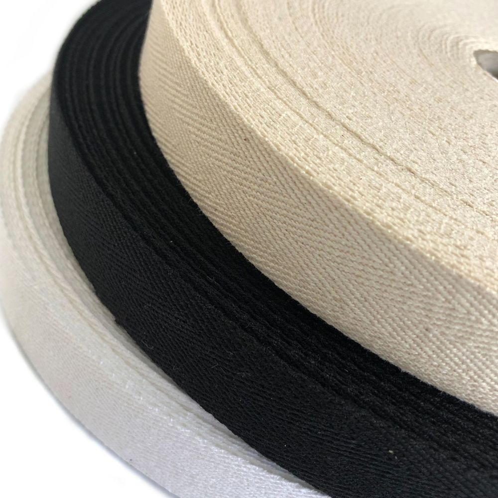 1/2" Black Twill tape - 100% Cotton by the yard