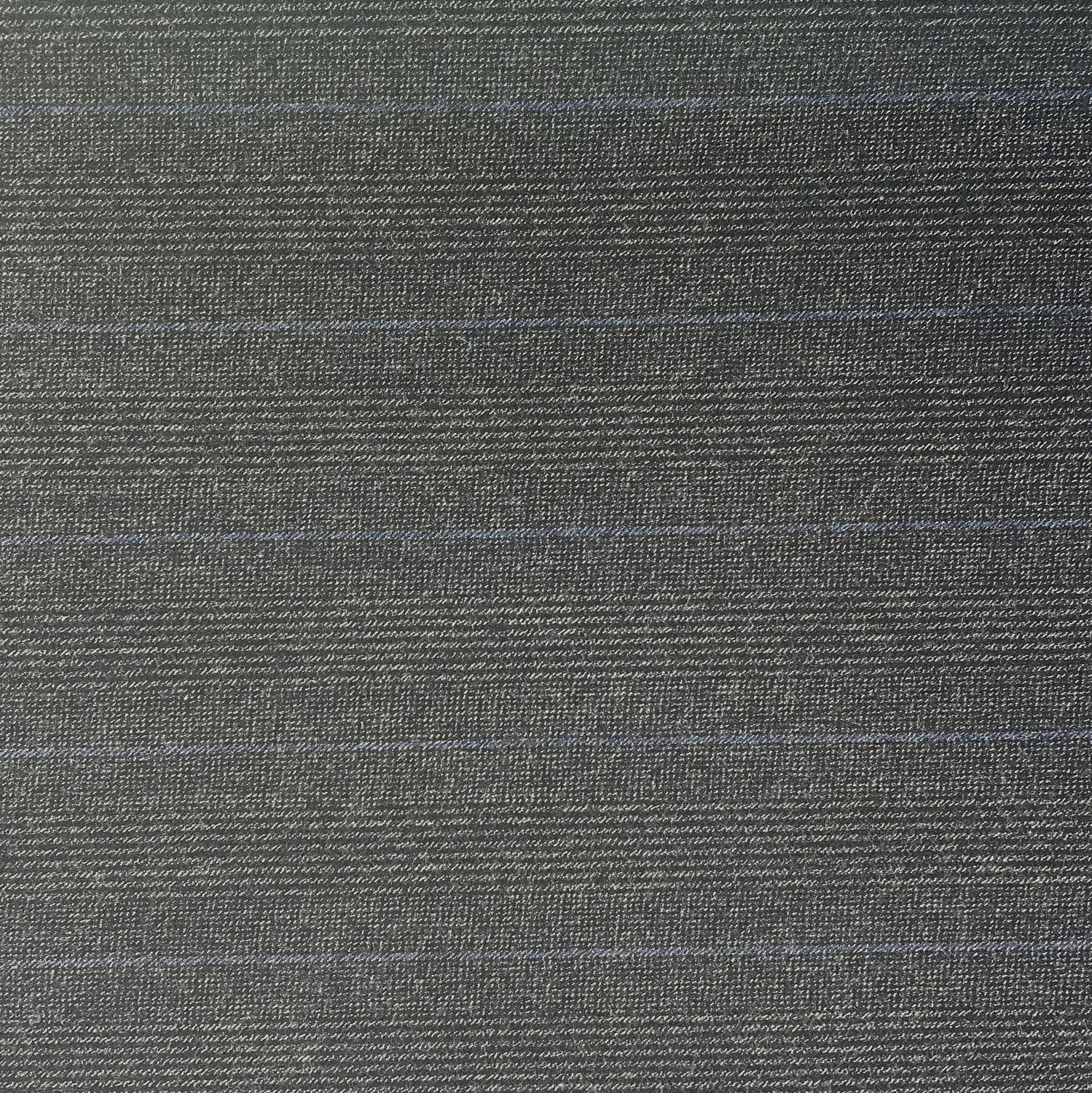 100% Wool Suiting Black Blue Taupe Windowpane Plaid