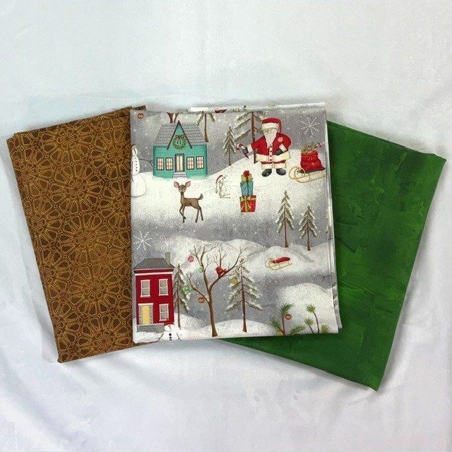 3 yd Bundle Green Xmas Snow