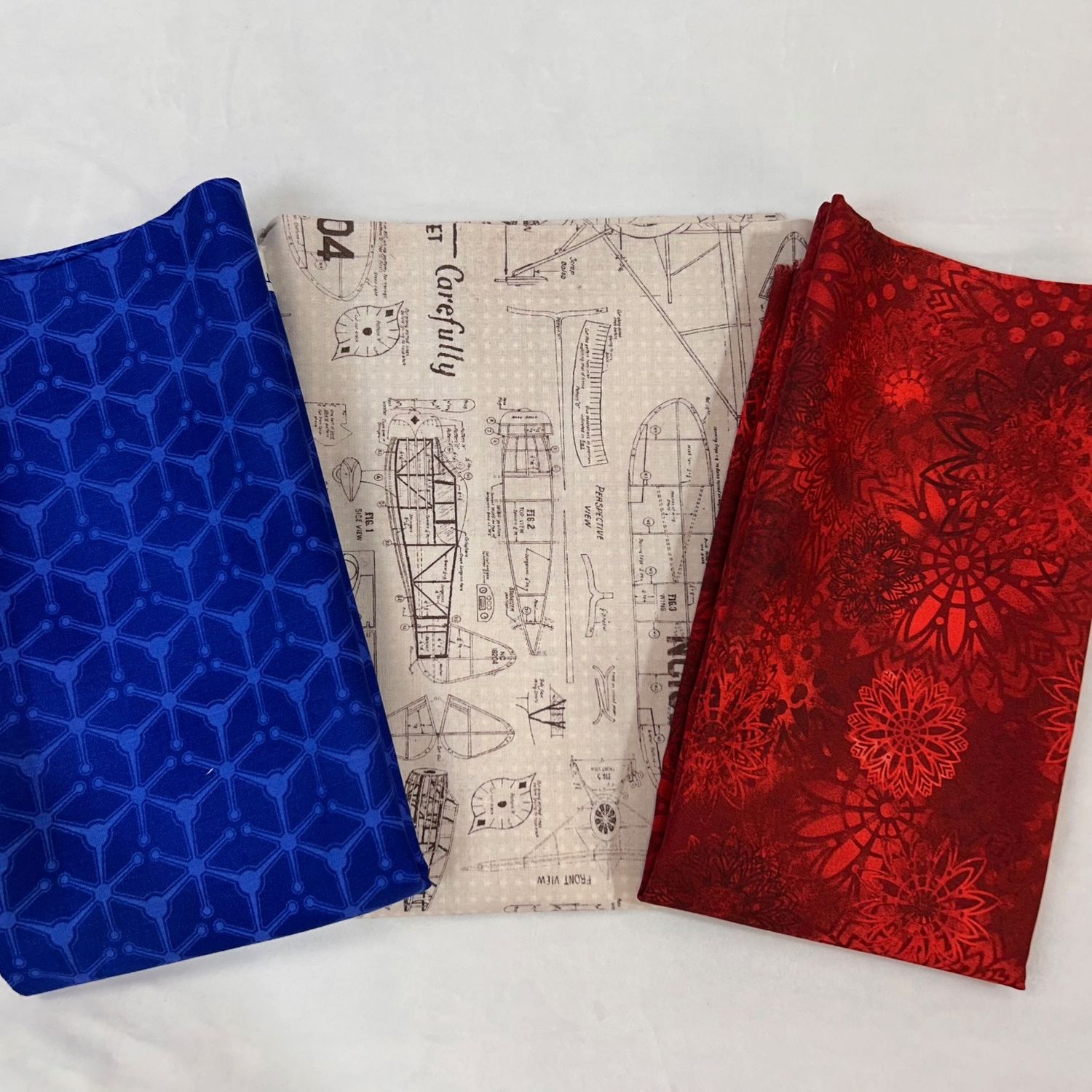 3 yd Bundle Red White and Planes Quilting Cotton