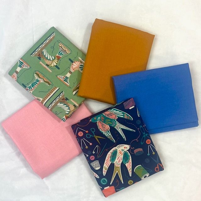 5 pc Country Sewing Club Fat Quarter Bundle #4 Quilting Cottons