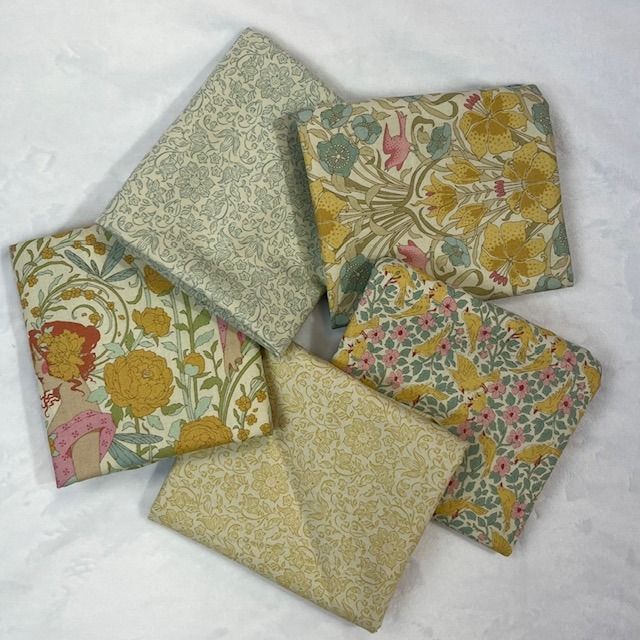 5 pc Tilda Songbird FQ Bundle Yellow/Blue Quilting Cotton