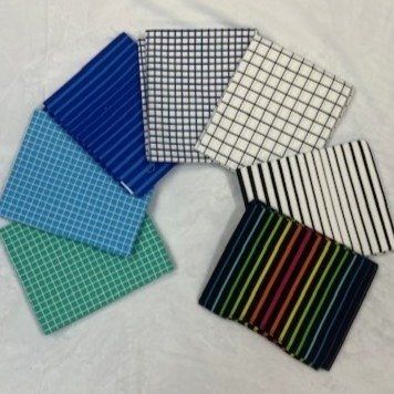 7 pc Summer Friday Black Stripes FQ Bundle Quilting Cotton