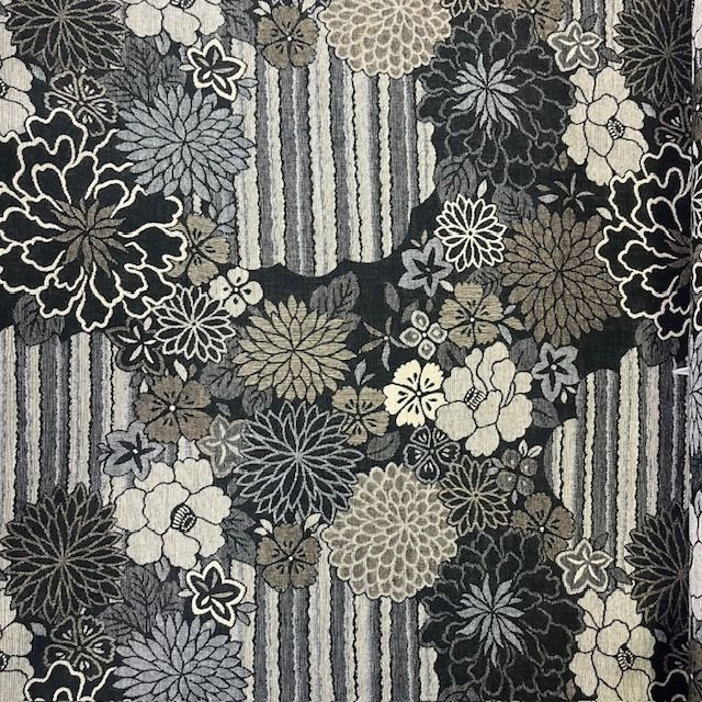 100% Cotton Japanese Jacquard Natural Florals &amp; Stripes Dress weight