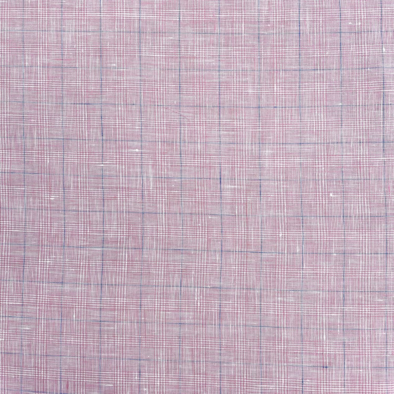 100% Linen Pink Windowpane Shirting fabric