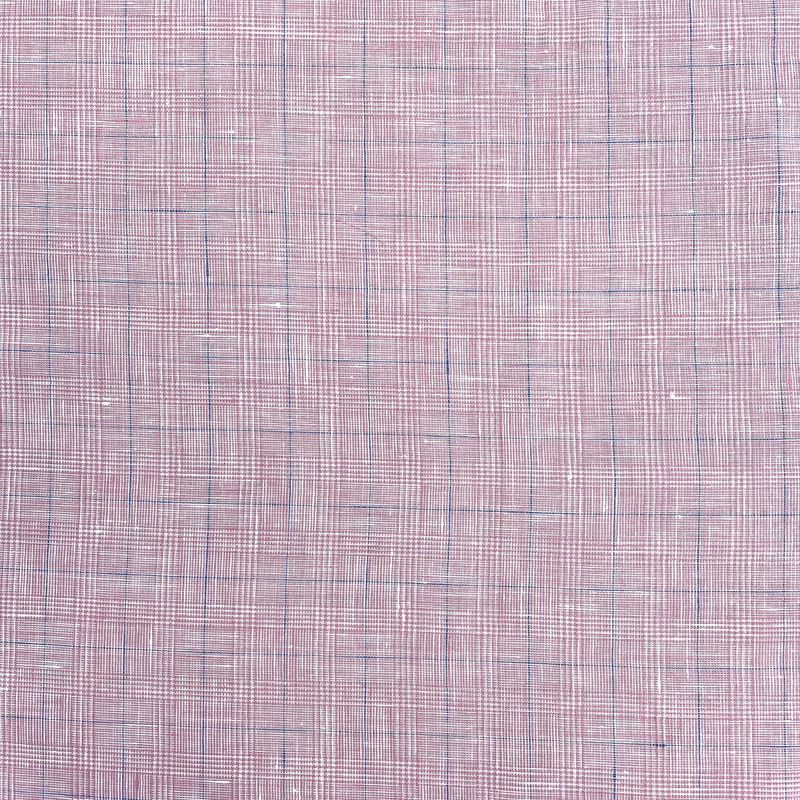 100% Linen Pink Windowpane Shirting fabric