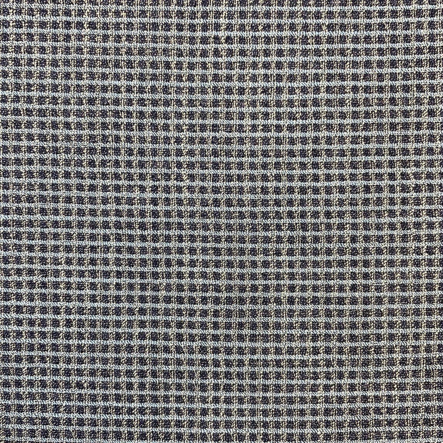 100% Wool Suiting Black Tan Aqua Double Weave