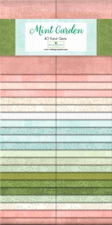 2.5in Strips 40 pcs Dry Brush Mint Garden Wilmington Quilting Cotton