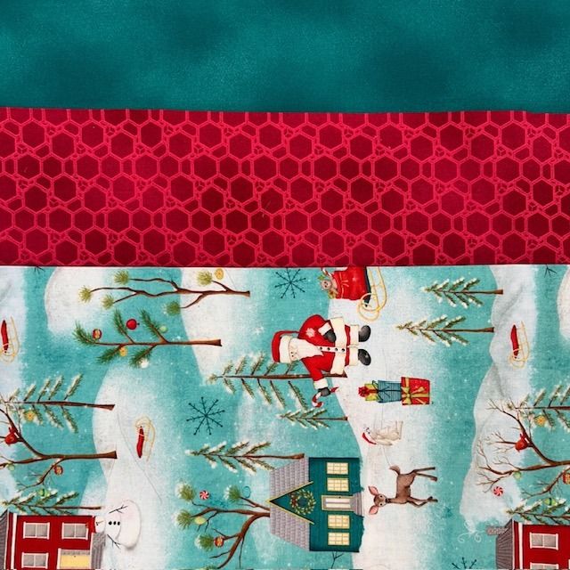 3 yd Bundle Teal Christmas