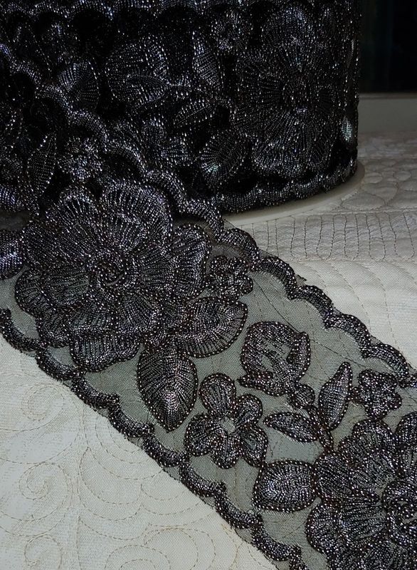 3" Black Metallic Lace