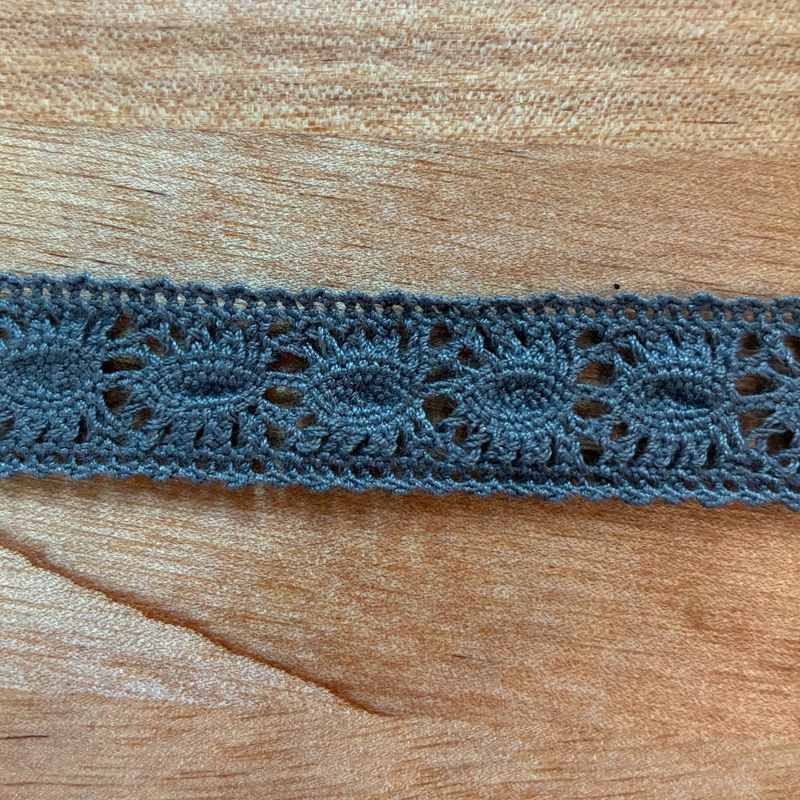 5/8" Polyester Lace Dark Gray by the yard