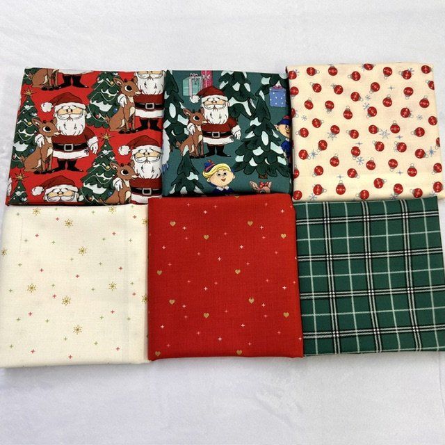 6 pc Rudolph and Santa Fat Quarter Bundle Quilting Cottons