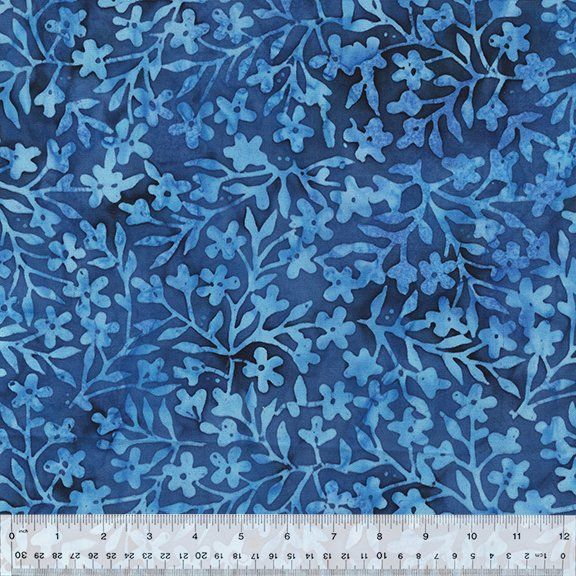 Anthology Batiks Blue Mini Flowers Moody Blue