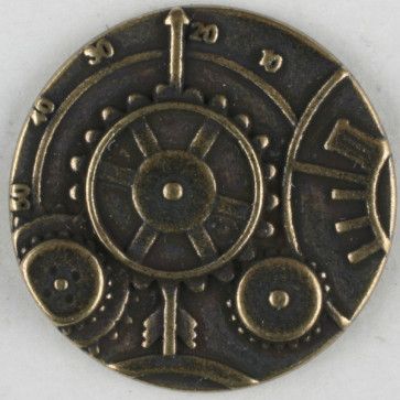 Antique Brass Steampunk Button with Shank 30mm